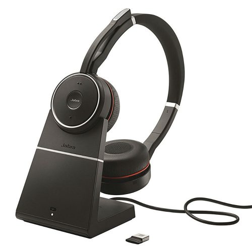 Jabra Evolve 75 SE LINK380A MS sztereó headset fekete-piros + töltőállvány (7599-842-199)