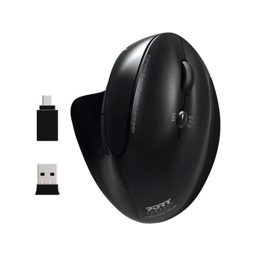 Port Connect ergonómikus, újratölthető Bluetooth egér fekete (900706-BT)