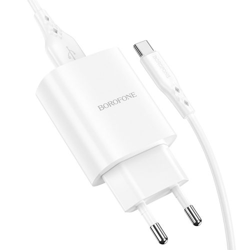 BOROFONE BN1 INNOVATÍV FALI TÖLTŐ - USB - 2.1A USB-C TÍPUSÚ KÁBELLEL, FEHÉR