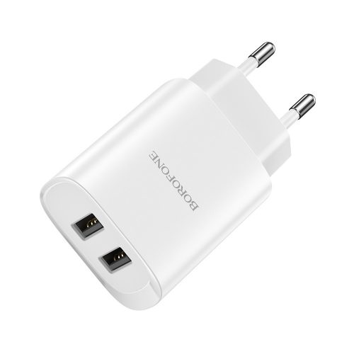 BOROFONE BN2 SUPER HÁLÓZATI TÖLTŐ - 2XUSB - 2.1A FEHÉR