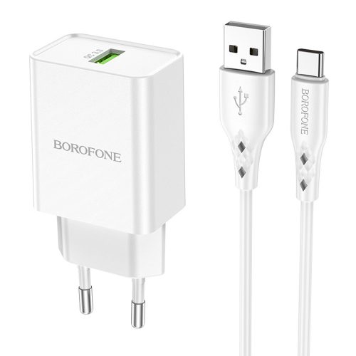 BOROFONE BN5 SUNLIGHT FALI TÖLTŐ - USB - QC 3.0 18W USB-C TÍPUSÚ KÁBELLEL FEHÉR