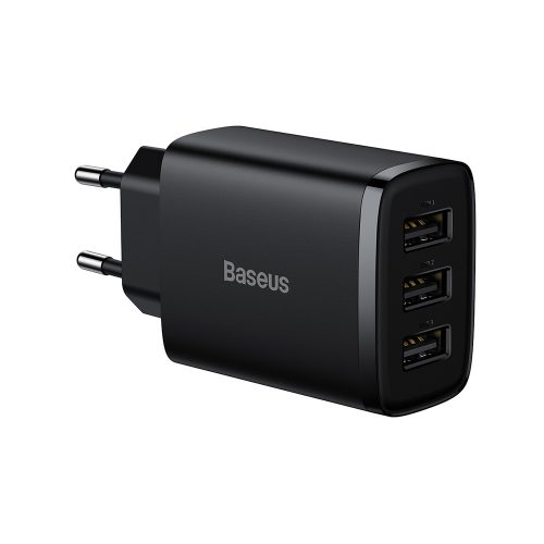 BASEUS COMPACT FALI TÖLTŐ - 3XUSB - 17W (CCXJ020101) Fekete