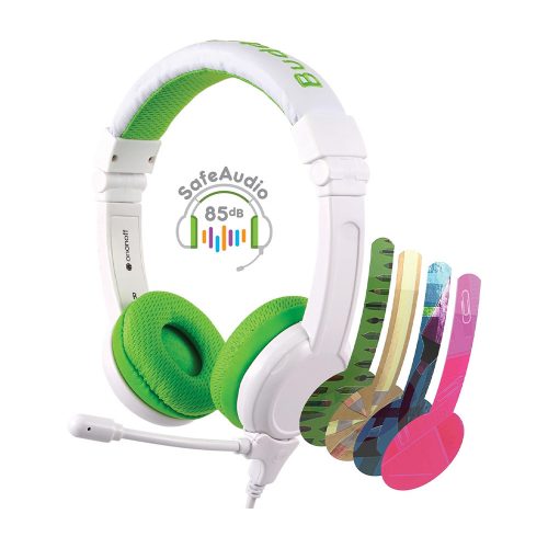 BuddyPhones School+ sztereó headset zöld-fehér (BP-SCHOOLP-GREEN)