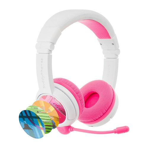 BuddyPhones School+ sztereó headset rózsaszín-fehér (BP-SCHOOLP-PINK)