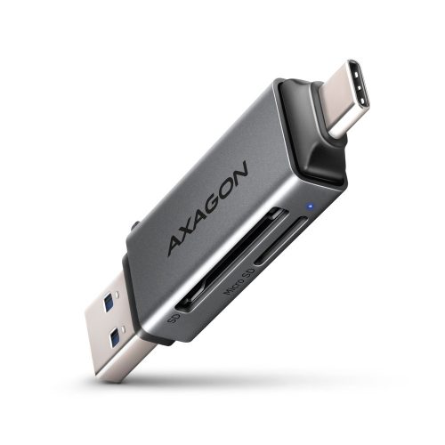 Axagon USB-C + USB-A külső kártyaolvasó szürke (CRE-DAC)