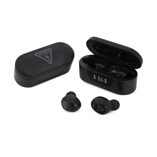 GUESS TRIANGLE bluetooth fülhallgató SZTEREO (v5.0, TWS, mikrofon, zajszűrő, IPX5 vízálló + töltőtok) Fekete