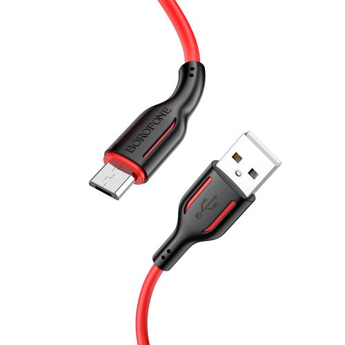 BOROFONE BX63 CHARMING KÁBEL - USB-MICRO USB - 2.4A 1 MÉTER Fekete-PIROS