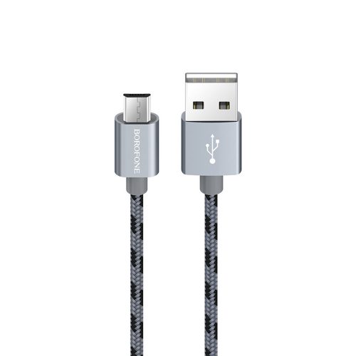 BOROFONE BX24 GYŰRŰS KÁBEL - USB-MICRO USB - 2,4A 1 MÉTER EZÜST