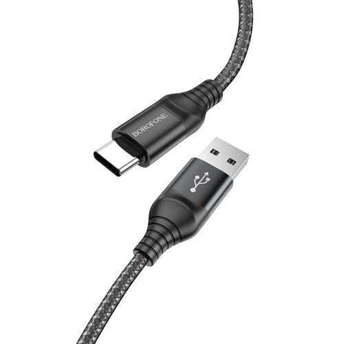 BOROFONE BX56 DELIGHTFUL KÁBEL - USB A C TÍPUSHOZ - 3A 1 MÉTER Fekete