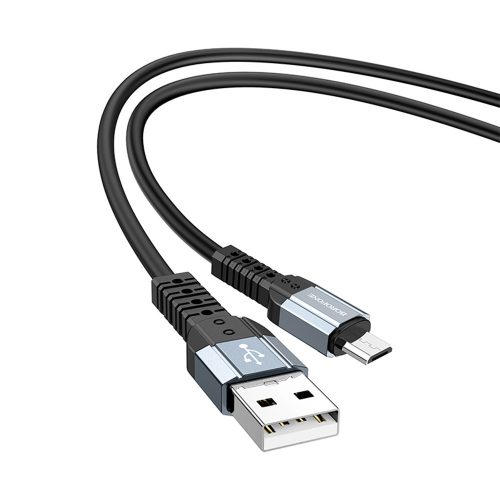 BOROFONE BX64 SPECIÁLIS SZILIKON KÁBEL - USB-MICRO USB - 3A 1 MÉTER Fekete