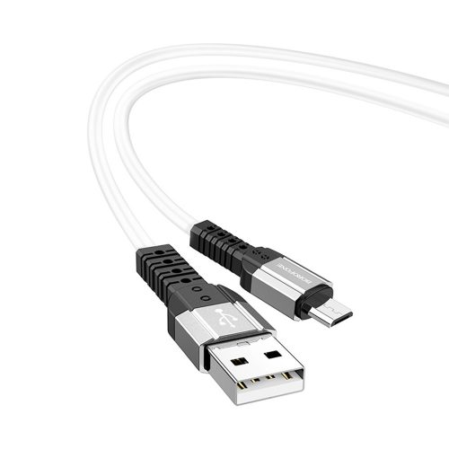 BOROFONE BX64 SPECIÁLIS SZILIKON KÁBEL - USB-MICRO USB - 3A 1 MÉTER FEHÉR