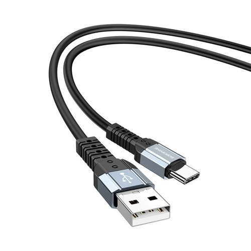 BOROFONE BX64 SPECIÁLIS SZILIKON KÁBEL - USB A C TÍPUSHOZ - 3A 1 MÉTER Fekete