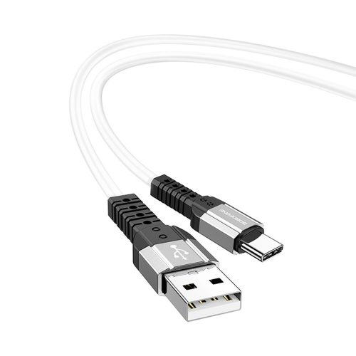 BOROFONE BX64 SPECIÁLIS SZILIKON KÁBEL - USB A C TÍPUSHOZ - 3A 1 MÉTER FEHÉR