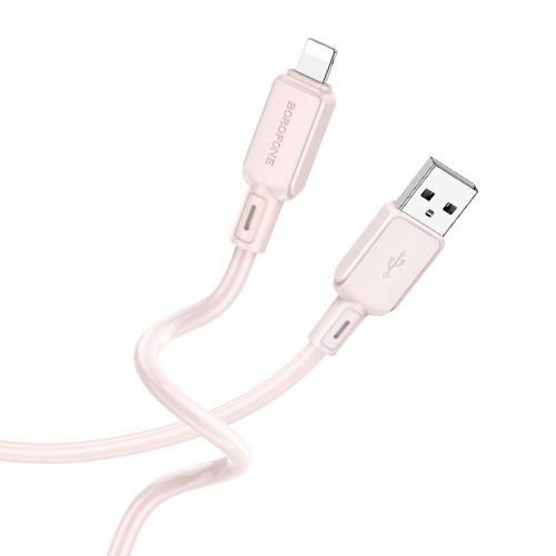 BOROFONE CABLE BX94 CRYSTAL COLOR - USB TO LIGHTNING - 2,4A 1 MÉTER VILÁGOS RÓZSASZÍN