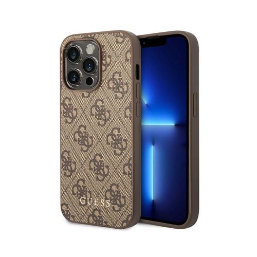 Eredeti GUESS keménytok 4G Case Metal Gold Logo GUHCP14LG4GFBR Iphone 14 Pro Barna