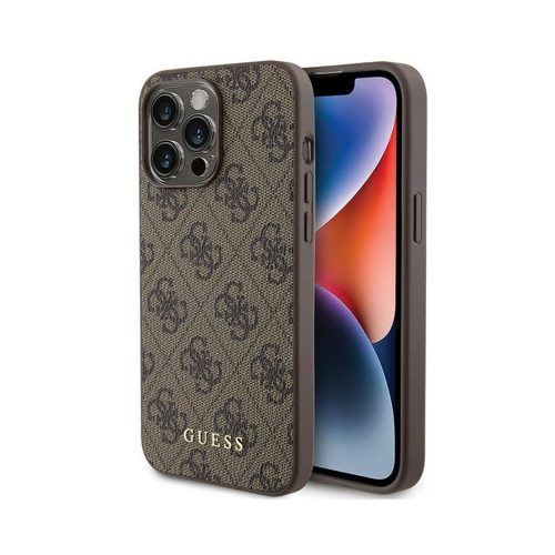 Eredeti GUESS keménytok 4G Metal Gold Logo Case GUHCP15XG4GFBR Iphone 15 Pro Max Barna 