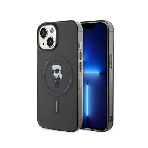 Eredeti KARL LAGERFELD keménytok IML Ikonik Magsafe KLHMP15SHFCKNOK tok Iphone 15 Fekete