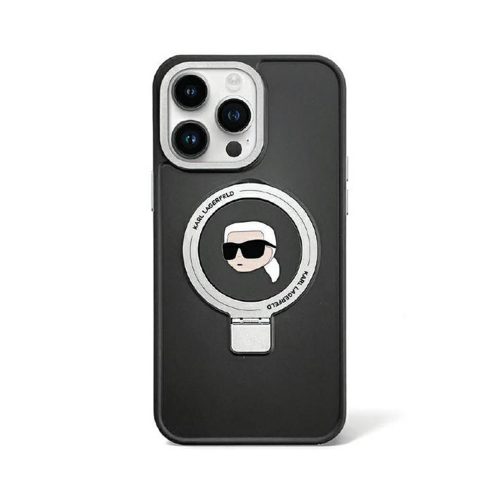 Eredeti KARL LAGERFELD gyűrűs állvány Karl Head MagSafe KLHMP15LHMRSKHK tok Iphone 15 Pro Fekete