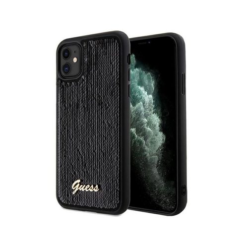 Eredeti GUESS Sequin Script fém keménytok GUHCN61PSFDGSK Iphone 11/Xr Fekete