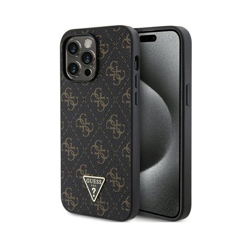 Eredeti GUESS keménytok 4G tok háromszög fém logó GUHCP14XPG4GPK Iphone 14 Pro Max Fekete