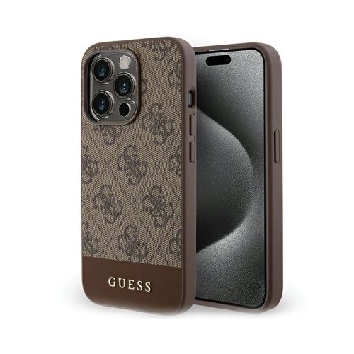 Eredeti GUESS keménytok 4G Stripe Collection GUHCP15LG4GLBR tok Iphone 15 Pro barna