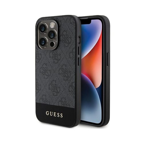 Eredeti GUESS keménytok 4G Stripe Collection GUHCP15LG4GLGR tok Iphone 15 Pro szürke