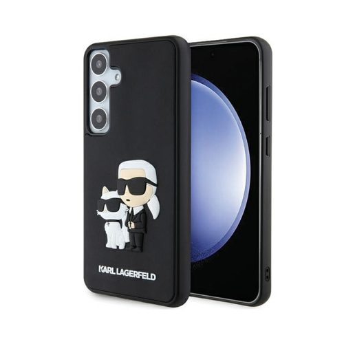 Eredeti KARL LAGERFELD keménytok 3D gumi Karl&Choupette tok KLHCS24M3DRKCNK Samsung Galaxy S24 Plus Fekete