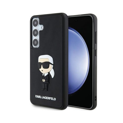 Eredeti KARL LAGERFELD keménytok 3D gumi Ikonik tok KLHCS24S3DRKINK Samsung Galaxy S24 Fekete