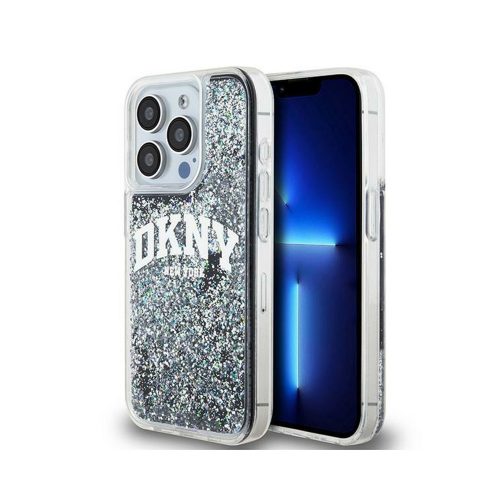 Eredeti DKNY keménytok Liquid Glitter Big Logo DKHCP13LLBNAEK tok Iphone 13/13 Pro Fekete