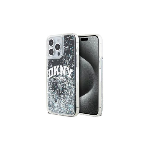 EREDETI DKNY KEMÉNYTOK LIQUID GLITTER BIG LOGO DKHCP13XLBNAEK TOK IPHONE 13 PRO MAX Fekete