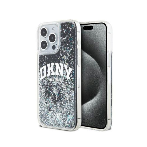 EREDETI DKNY KEMÉNYTOK LIQUID GLITTER BIG LOGO DKHCP14XLBNAEK TOK IPHONE 14 PRO MAXHEZ Fekete