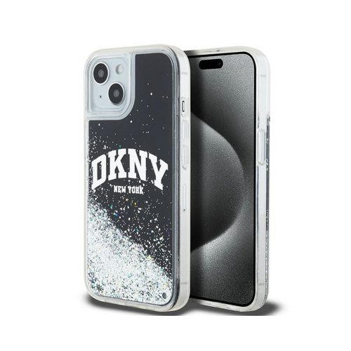 EREDETI DKNY KEMÉNYTOK LIQUID GLITTER BIG LOGO DKHCP15MLBNAEK TOK IPHONE 15 PLUS Fekete