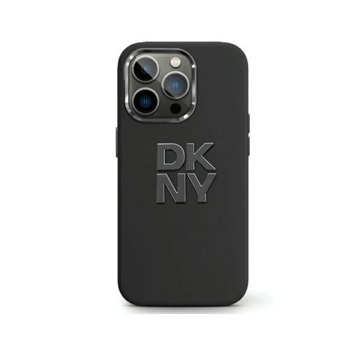 Eredeti DKNY keménytokos folyékony szilikon fém logó DKHCP15SSMCBSK tok Iphone 15/14/13 Fekete