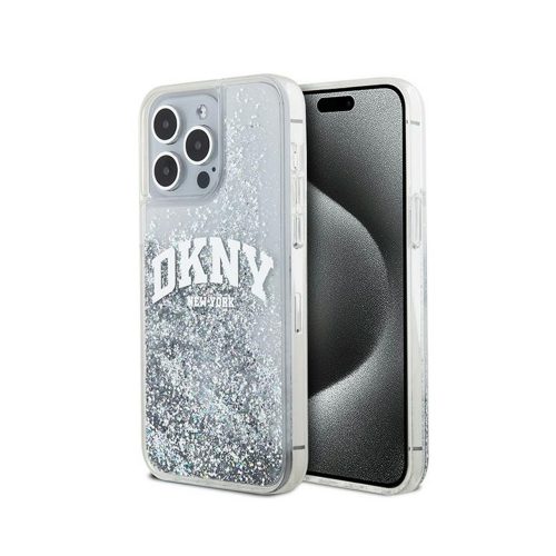 Eredeti DKNY keménytok Liquid Glitter Big Logo DKHCP15XLBNAET tok Iphone 15 Pro Max fehér