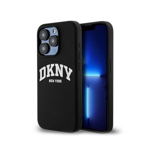 Eredeti DKNY keménytokos folyékony szilikon fehér nyomott logóval MagSafe DKHMP13LSNYACH tok Iphone 13/13 Pro Fekete