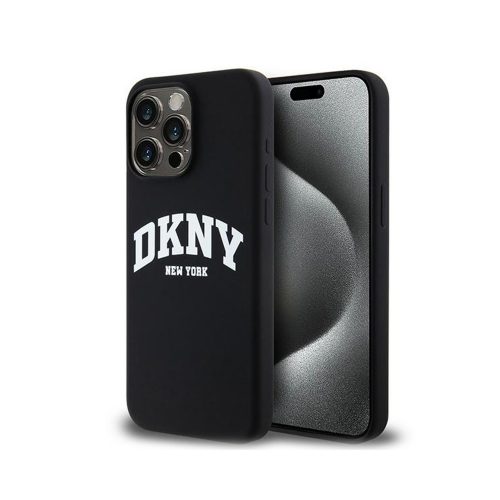 Eredeti DKNY keménytokos folyékony szilikon fehér nyomott logóval MagSafe DKHMP13XSNYACH tok Iphone 13 Pro Max Fekete