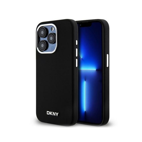 Eredeti DKNY keménytokos Liquid Silicone Small Metal Logó MagSafe DKHMP14LSMCHLK tok Iphone 14 Pro Fekete