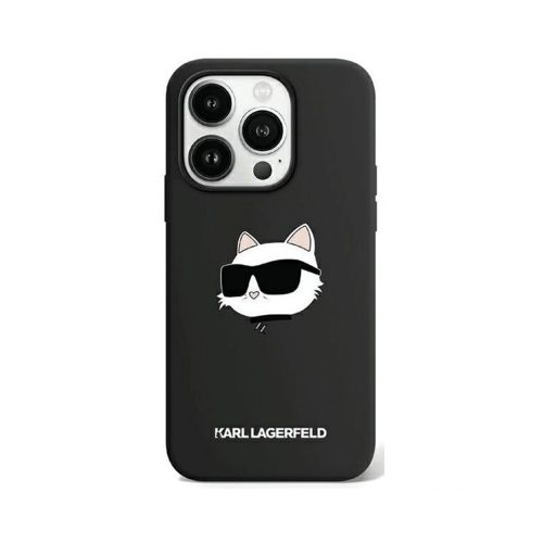 Eredeti KARL LAGERFELD keménytok Szilikon Choupette Head MagSafe KLHMP15LSCHPPLK tok Iphone 15 Pro Fekete