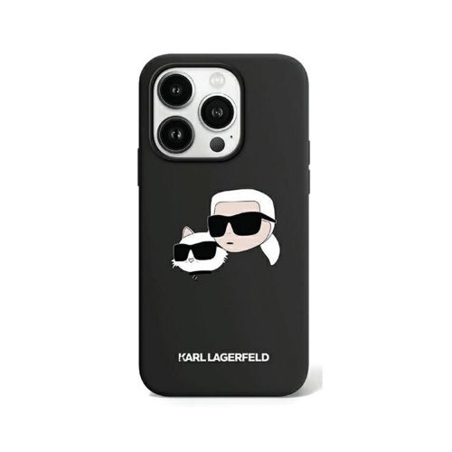 Eredeti KARL LAGERFELD szilikon Karl & Choupette MagSafe KLHMP15XSKCHPPLK tok Iphone 15 Pro Max Fekete