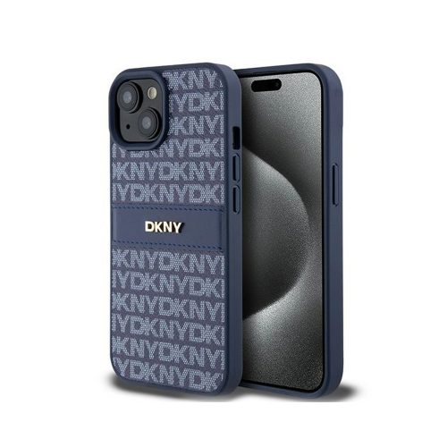 Eredeti DKNY keménytokos bőr Mono Stripe & Metal Logo Case DKHCP15SPRTHSLB Iphone 15/14/13 kék