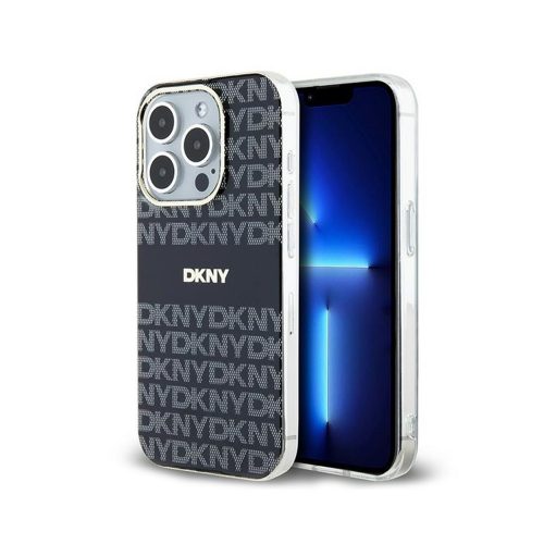 Eredeti DKNY keménytok IML Mono & Stripe MagSafe DKHMP13LHRHSEK tok Iphone 13 Pro/13 Fekete