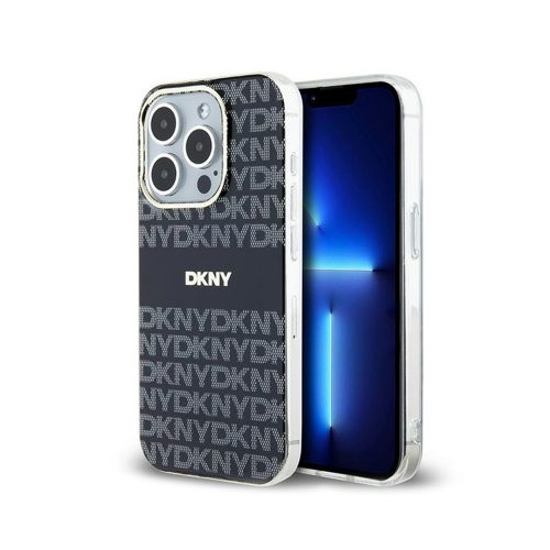 Eredeti DKNY keménytok IML Mono & Stripe MagSafe DKHMP14LHRHSEK tok Iphone 14 Pro Fekete