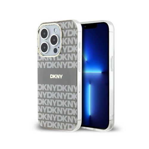 Eredeti DKNY keménytok IML Mono & Stripe MagSafe DKHMP15LHRHSEE tok Iphone 15 Pro bézs 