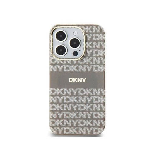 Eredeti DKNY keménytok IML Mono & Stripe MagSafe DKHMP15SHRHSEE tok Iphone 15/14/13 bézs