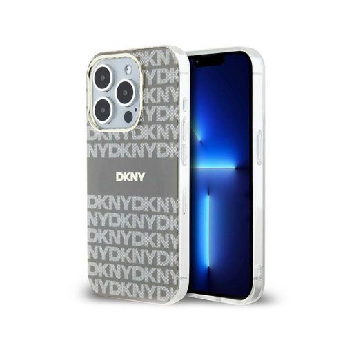 Eredeti DKNY keménytok IML Mono & Stripe MagSafe DKHMP15XHRHSEE tok Iphone 15 Pro Max bézs 