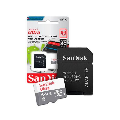 SanDisk Ultra 64GB microSDXC memóriakártya + adapter (215426)